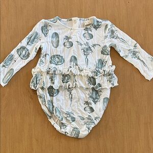 kate quinn Bamboo Veggie Print Ruffle One-Piece Romper